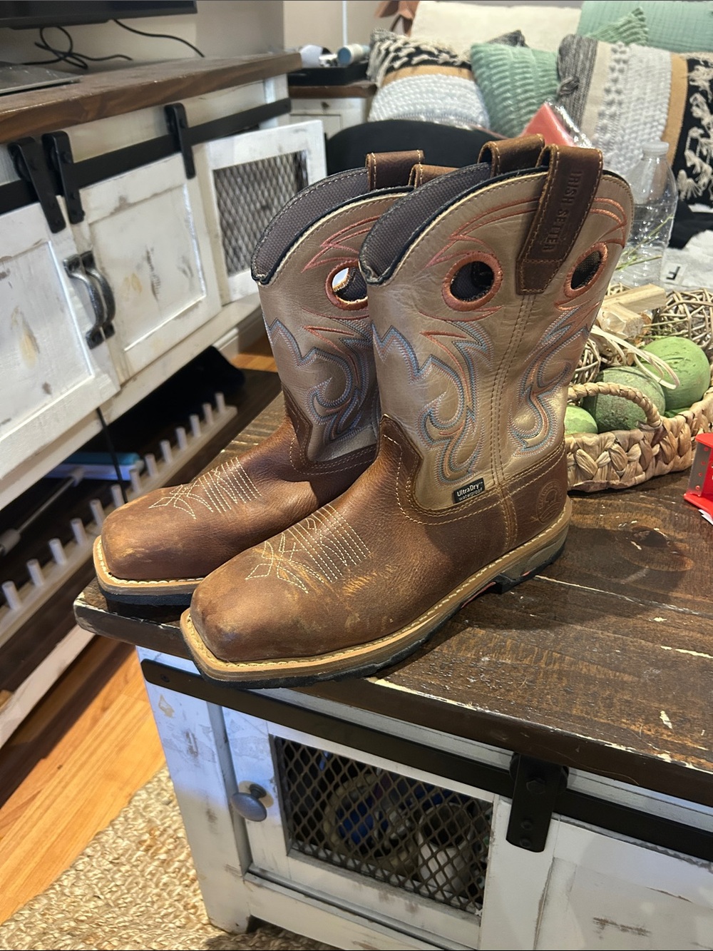 Red Wing Shoes Brown and Tan Men's Western Pull-On Work Boots